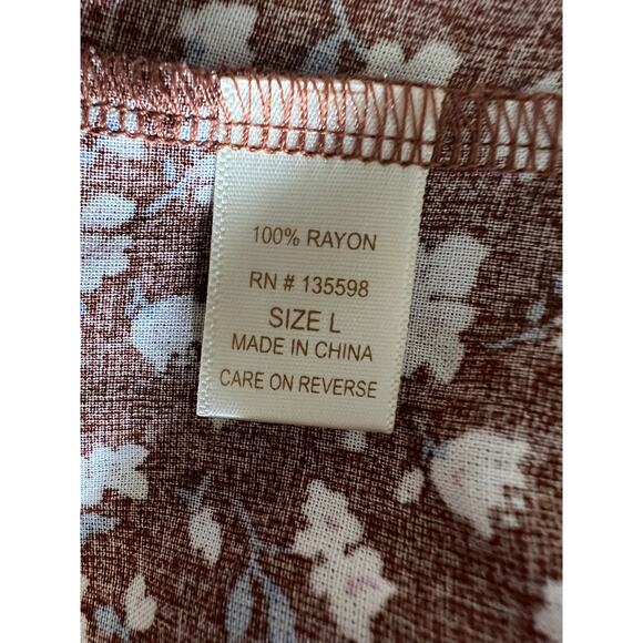 Boho Babydoll Size Large Mini DRESS Smocked Brown Blue Floral Square Neck NEW - Picture 10 of 11